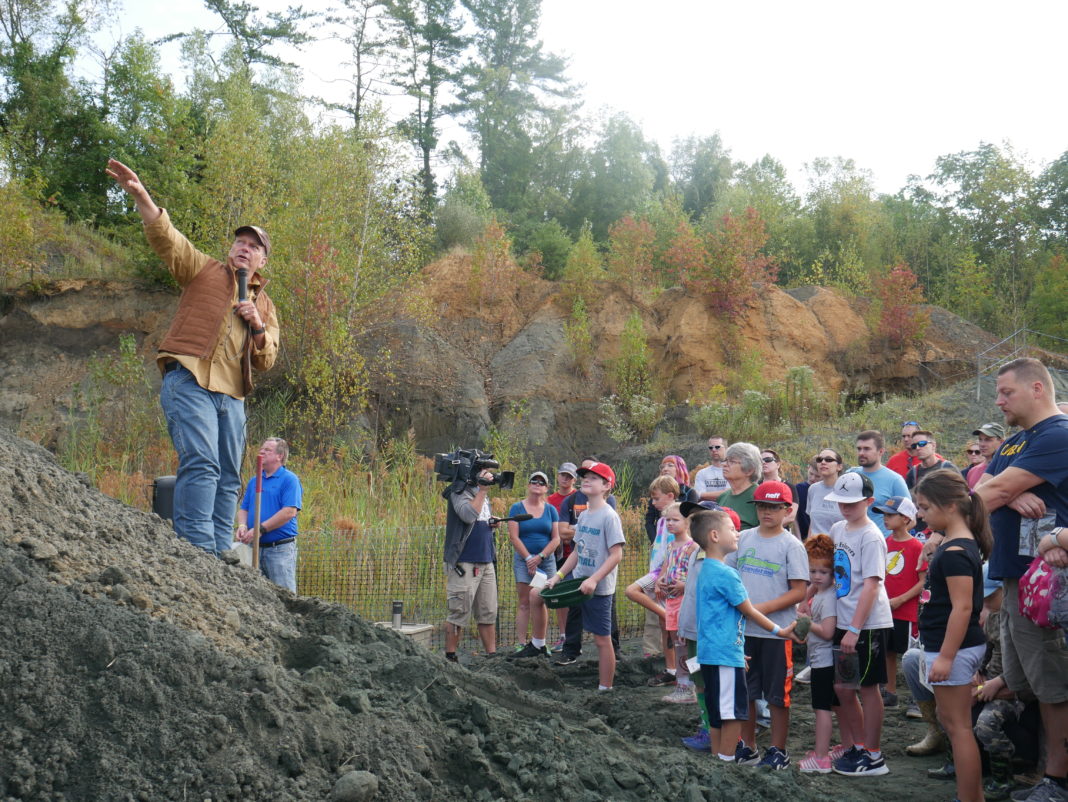 Dr. Kenneth Lacovara gives an opening speech to the Dig Day visitors. -Photo/Tara Lonsdorf
