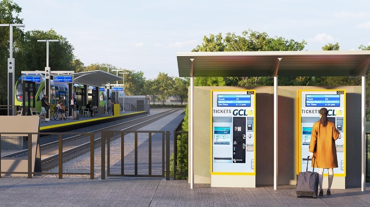 A rendering of the Glassboro Camden Line and station from www.glassborocamdenline.com.