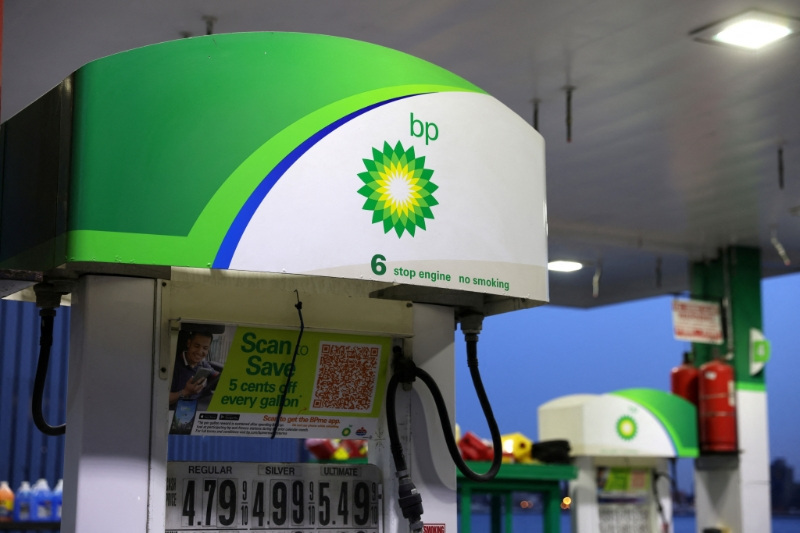 The BP logo is seen on gasoline pumps at a BP gas station (REUTERS/Andrew Kelly)