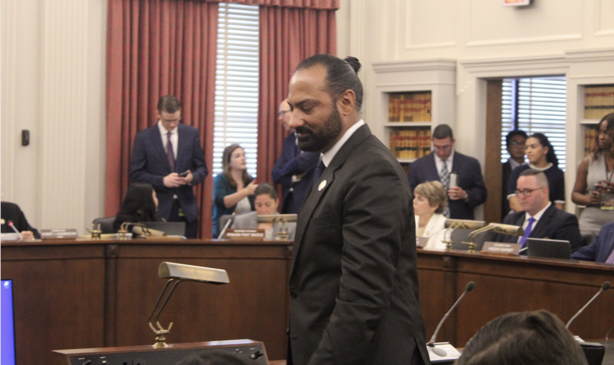 Assemblyman Balvir Singh, a Democrat from Burlington Township, delivers testimony in favor of the “End Data Center Tax Credits Act.” (Lucy Harper / NJ State House News Service)
